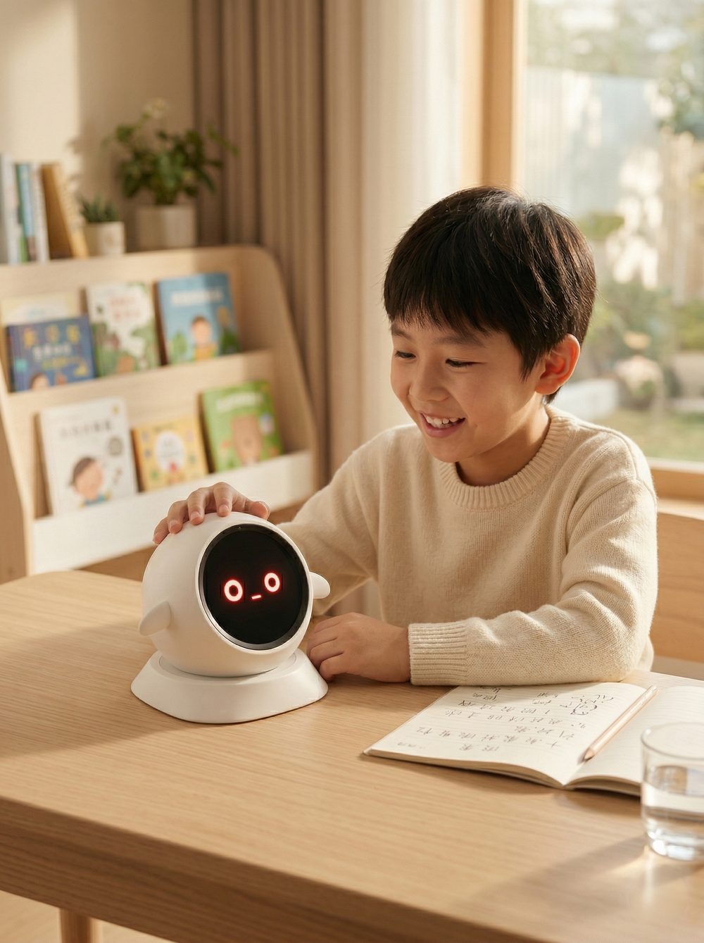 A child playing with JEDO robot
